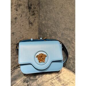 Versace Small La Medusa Shoulder Bag In Blue NWT